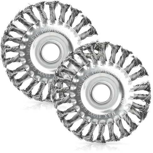 RISAKOGO 2 Stück Rundbürsten Set, Winkelschleifer Zubehör Drahtbürste Ø125x22 mm, Gezopfte Federstahlborsten, Rostfreier Edelstahl, Grob, für Metall und Holz