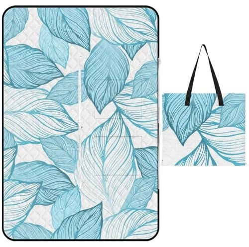 Anceky wasserdichte, tragbare Picknickdecke mit Tragegurt, 152,4 x 101,6 cm, Faltbare Outdoor-Picknickmatte mit Palmblättern für Reisen, Camping, Park, Strandgras