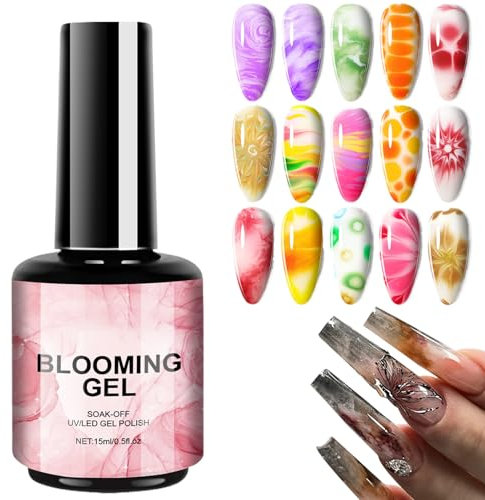 Blooming Gel – 15ml Creative Nail Blooming Gel | Anti Fade Unique Fingernail Design | Artistic Nail Polish Perfect For FloralWatercolor Creations