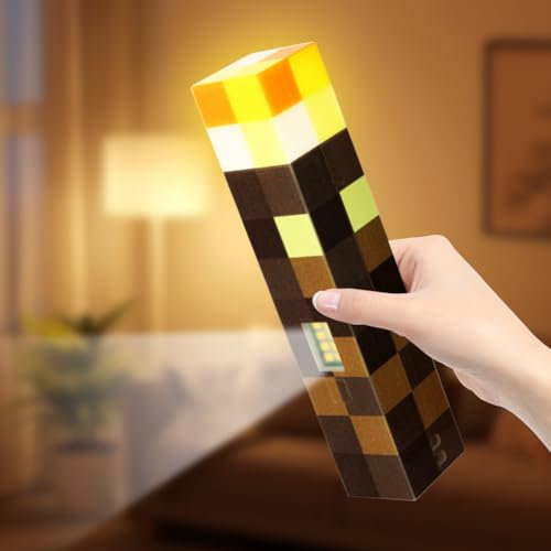 Kayuneed Fackel Lampe Miner Game Magnetische Fackel 14cm Nachtlampe USB Wiederaufladbare, LED Lichter mit wiederaufladbarer Akkufunktion Hand Nachttischlampe für Kinder Geschenke, Zimmer & Party-Deko