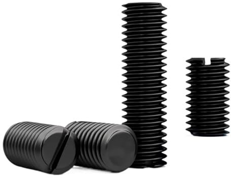 Supkancl 50/100/200 Stück M2 M2.5 M3 M4 M5 M6 M8 Kopflose Stellschraube mit Flacher Spitze aus Kohlenstoffstahl mit Schlitz Madenschraube(M4x12mm-200Pcs)