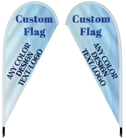 Custom Teardrop Advertising Flags for Business (Only Flag) | Personalised Polyester Outdoor Indoor Flag Sign With Logo/Text/Photo, for Shops, Events, Home & Beach Displays