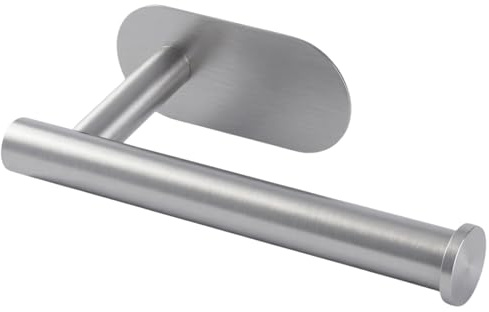 Sherlam Self Adhesive Toilet Roll Holder Wall Mounted Rust Free Waterproof SUS 304 Stainless Steel Toilet Roll Holder Stick on No Drill Bathroom Loo Toiletroll Holder - Oval (Silver)