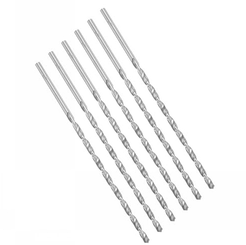 ROWORKX 6Pcs 5mm x 200mm Extra Long HSS Twist Drill Bits - Straight Shank Spiral Drill Bits for Wood, Metal, Aluminium, Plastic