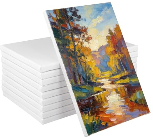 HONYUET 10 Stück Leinwand zum Bemalen 20x30, 1,8 cm Tiefe Weiß Baumwolle Keilrahmen, Leinwände für Acrylmalerei Gouachemalerei Ölmalerei
