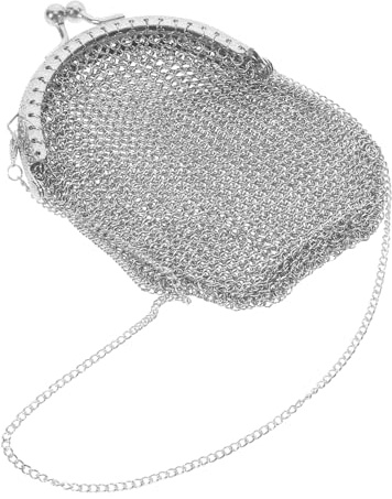 GALPADA Porte-Monnaie en Acier Inoxydable Argenté en Maille Vintage Style Victorien avec Fermeture à Clapet pour Séances Photo et Rangement de Clés