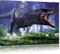Pixxprint T-Rex Dinosaurier im Wald, Größe: 60x40cm, Leinwandbild, fertig gespannt, Wandbild, Dekoration, Kunstdruck, kein Poster