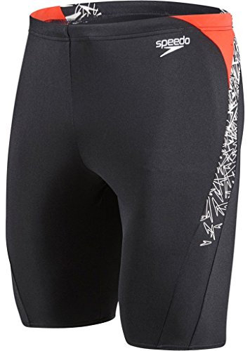Speedo Boom Splice Jammer da Uomo, Boom Black/White/Lava Red, 26 (IT 40)