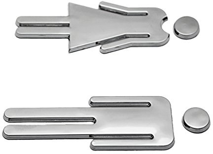 1 Paire Homme & Femme Autocollants Signes de Toilette Plaque Signation WC en Plastique ABS - Argent