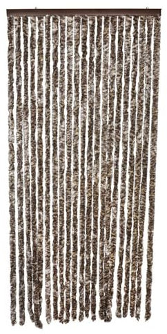 New Home Chenille-Flauschvorhang 90x200cm Türvorhang Insektenschutz Fliegenschutz Camping, Farbe:braun/beige
