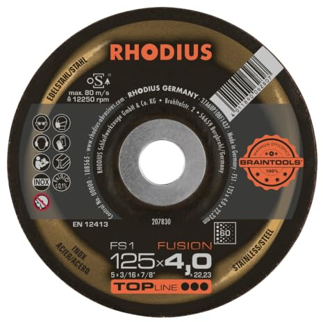 RHODIUS TOPline FS1 FUSION Schruppscheibe 125 x 4,0 x 22,23 mm K60 INOX 10 Stk