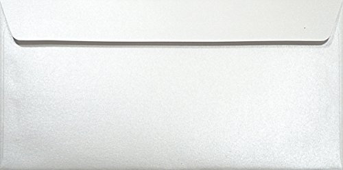 Netuno 25 Briefumschläge Perlmutt-Weiß 110x 220 mm 120g Majestic Marble White Papier Umschläge Perlglanz Briefkuverts Briefhüllen elegant Einladungsumschläge lange Briefumschläge edel Perlmutt