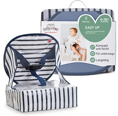 Easy Up Baby Booster Seat | Leicht für unterwegs und einfach zu tragen | Blue Stripes