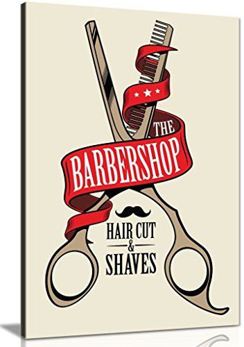 Barber Shop Decor Scissors Canvas Wall Art Picture Print (24x16)
