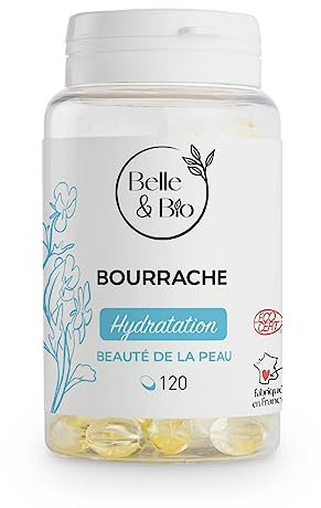 HYDRATATION VISAGE & BEAUTÉ DE LA PEAU - Huile de Bourrache Biologique - 120 capsules - Complément Alimentaire BELLE&BIO - Fabriqué en France