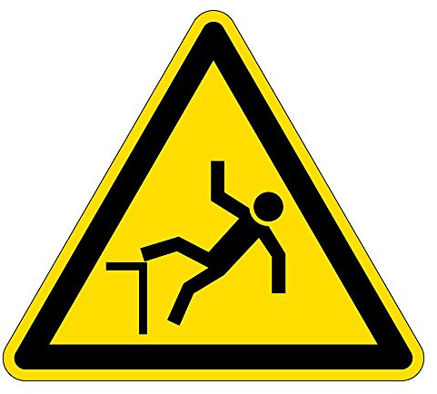 Warnschild aus Aluminium - Absturzgefahr - Schenkellänge 25 cm