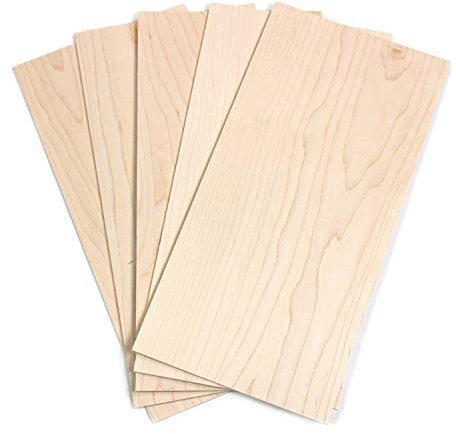 wodewa Holz Furnier Set 4mm Starkfurnier Ahorn 30x14cm 5er Set Sägefurnier Bastelholz Platten Echtholz Holzfurnier zum Basteln Holzplatte Bastelset Modellbau DIY