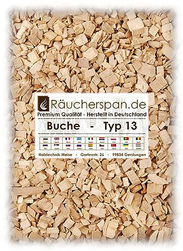 Premium Räucherchips Buche Typ 13 grob 6-12mm für Barbecue und Heißräuchern, 5kg