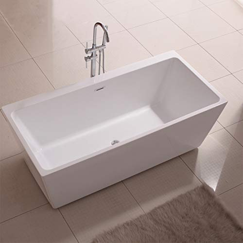 DaiMeng Acryl Badewanne Eigenständige Einfach Quadrat Badewanne Großer Raum Einfach zu Säubern Badewanne mit Zubehör,150 * 75 * 60cm