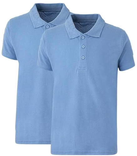 Panzy 2 School Boys Quality White Short Sleeve Polo T-Shirt Age 3-9 yrs (9-10 yrs, Sky Blue)