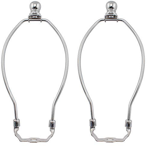 OZXNO Lampenschirm-Harfenhalter, 15,2 cm, 2er-Pack, Hornrahmen, Lampenschirm-Halterung mit Lichtsockel und Kugel-Lampen-Endstück, DIY-Beleuchtung, Ersatzzubehör für Tisch-/Stehlampen (Silber)