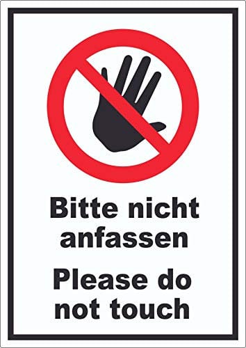 Bitte nicht anfassen Aufkleber Do not touch A3 (297x420mm)