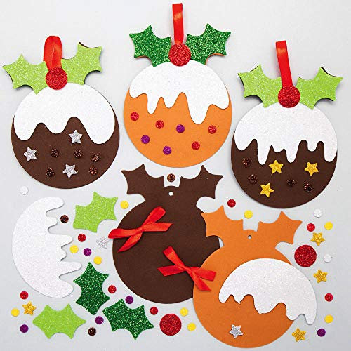 Baker Ross AX344 Christmas Pudding Mix and Match Decoration – Pack of 8, Kids Make Your Own Christmas Decoration, Christmas Bauble Arts and Crafts (AX504)