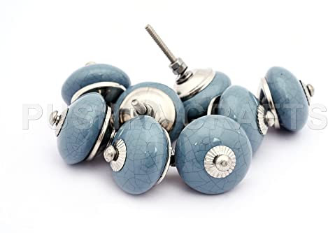8 x grau Crackle rund Keramik Türknauf, Vintage Schrank Schublade Pull Griffe Knauf für, aus Keramik, handbemalt