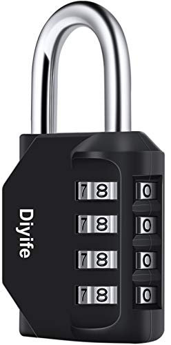 Zahlenschlösser Vorhängeschloss 4-Stelliges, Diyife® Kombinationsschloss, Wetterfestes Metall & Plated Steel Combination Lock für Schule, Gym & Sports Locker, Hasp Cabinet & Storage - Schwarz