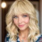 YEESHEDO Perücke Blond Damen Kurz Bob mit Pony Lockig Natürlich Perücken für Frauen Cosplay Perrucke Blonde Wig 14 Zoll