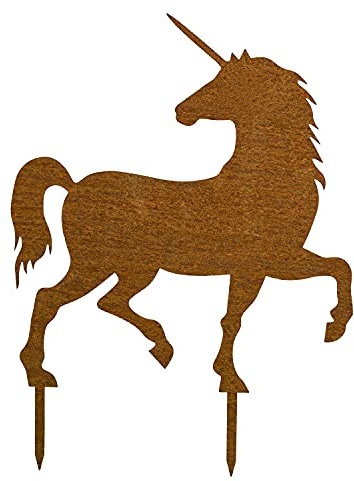 MM Steel Styles Edelrost Einhorn Gartenstecker-einfach einsteckbare Rostdeko aus hochwertigem Cortenstahl für Garten, Terrasse - Gartendeko rost