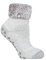 HEAT HOLDERS Ladies Lounge Feather Turn Over Cuff Slipper Socks Pack of 1 Queenstown Plain Silver Grey 4-8
