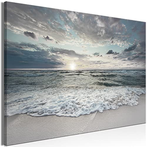 murando - Akustikbild Landschaft Bilder Akustikschaum Hochleistungsschallabsorber Schallschutz Leinwand 1 tlg Wandbild Raumakustik Schalldämmung Meer Sonnenaufgang Himmel Wolken
