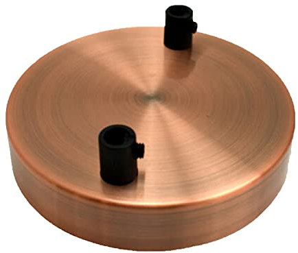 LEDSone Copper Colour Ceiling Rose, Perfect for Fabric Flex Cable, 120mm Metal Ceiling Light Fitting Plate with Accessories for Ceiling and Wall Lamp (Copper, 2-Outlet)