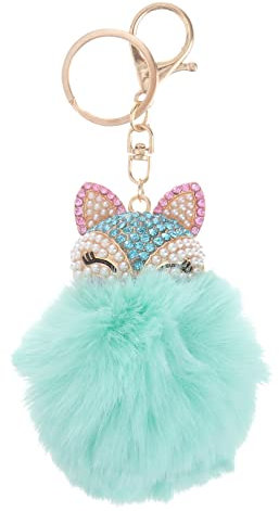 SOIMISS Alpaka Schlüsselanhänger Flauschiger Ball Schlüsselanh?nger mit Strass Fuchs Schlüsselanh?nger Pom Pom Schlüsselanh?nger für Bag Car Anh?nger Schlüsselanhänger