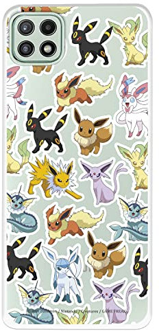 Schutzhülle für Samsung Galaxy A22 5G von Pokémon, Eevee Evolutions, zum Schutz Ihres Handys, flexibles Silikon, offizielles Lizenzprodukt von Pokémon