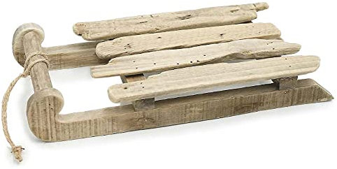 Euro Souvenirs Deko Holzschlitten 34x16x5cm | Weihnachtsdeko Schlitten Antik | Weihnachten Deko