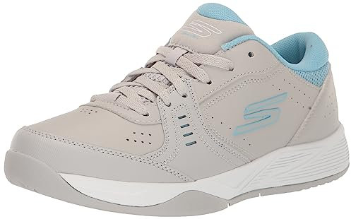 Skechers Damen Viper Court Smash-Athletic Indoor Outdoor Pickleball Schuhe | Relaxed Fit Sneakers, Grau/Blau, 37 EU