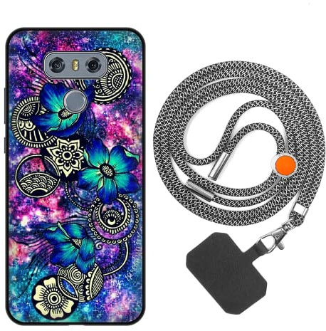 vingarshern Handyhülle Kompatibel mit LG G6 Hülle Silikon mit Aesthetic Muster,Stoßfest Schutzhülle mit Kordel,Weich Bumper Case mit Handykette/Umhängeban,Mandala