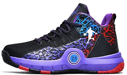 Scarpe da basket da uomo alla moda leggere e traspiranti da uomo, scarpe da ginnastica sportive antiscivolo, Viola, 39 2/3 EU