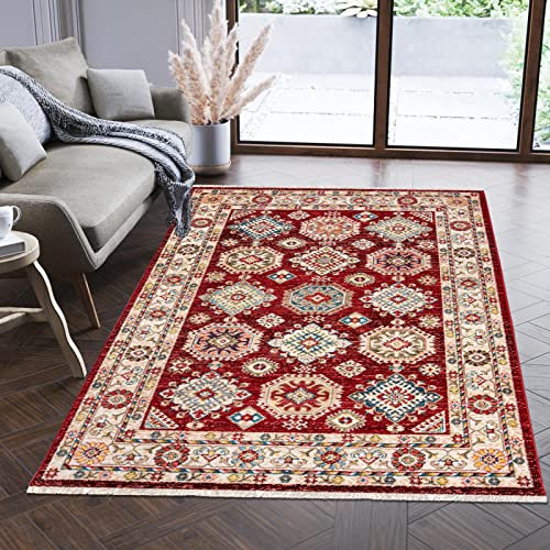 Mazovia Orientalisch Teppich - Traditioneller Teppich für Wohnzimmer, Esszimmer - Orient Teppiche Ornament - ÖKO-TEX Wohnzimmerteppich Rot Creme - 160 x 225 cm