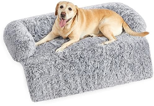Feandrea FluffyHug Hundebett Plüsch, Hundedecke Sofa, Sofaschutz Hund, Hundekissen, Größe XXL, für große Hunde, 122 x 95 x 18 cm, Ombré-Grau PGW224G01
