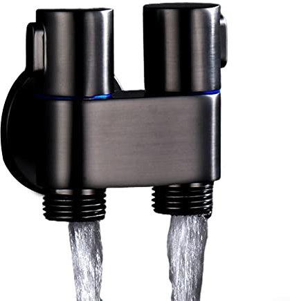 Valvola di controllo doppia 1 in 2 uscite, G1/2 1 in due fuori doppio controllo lavatrice rubinetto WC valvola triangolare (nero)