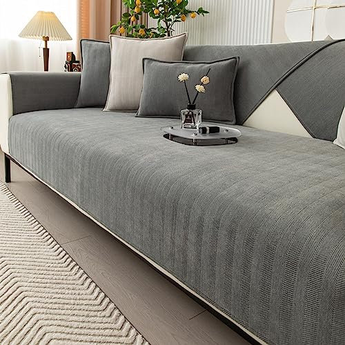 1 2 3 4-Sitzer-Sofabezug L/U Ecksofa Universal SofaüBerwurfe Rutschfester Chenille Couch üBerzug FüR Sofas Aus Holz Leder Stoff Sofas MöBelschutz Baby-Krabbel Decke Katzen Matte(90X180cm,Grey)