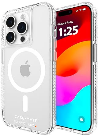 Case-Mate Ultra Tough Clear iPhone 15 Pro Case [16FT D3O Drop Protection] [Compatible with Magsafe] Slim Phone Case for iPhone 15 Pro 6.1 inch, Shockproof, Slim, Anti Yellow, Anti Scratch Tech