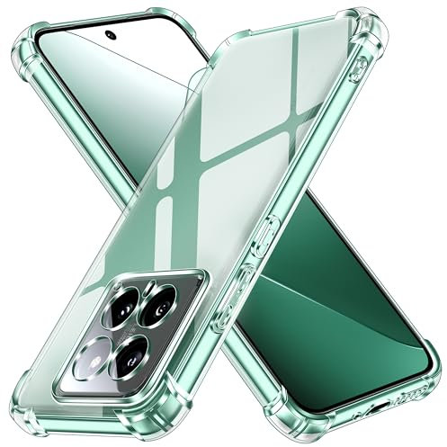ivoler Klar Silikon Hülle für Xiaomi 14 mit Stoßfest Schutzecken, Dünne Weiche Transparent Schutzhülle Flexible TPU Durchsichtige Handyhülle Kratzfest Case Cover