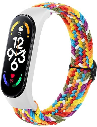 Vancle Armband für Xiaomi Mi Band 7/6/5 und Amazfit Band 5, Elastisches Nylon Uhrenarmband, Verstellbares Ersatzband für Damen und Herren