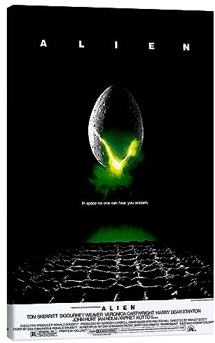 Posterlounge Alien - Das unheimliche Wesen Leinwandbild 40 x 60 cm | Ikonisches Sci-Fi-Filmplakat von 1979 | Düsteres Alien-Motiv mit geheimnisvollem Ei und giftgrünem Leuchten