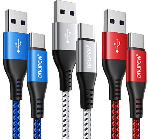 USB C Charger Cable 3M 3Pack,Extra Long USB to USB C Fast Charging Cable Braided,3A USB Type C Lead Fast Charge Compatible with Samsung Galaxy S21 S22 Plus S23 S20 S10,A54 A21s A20e,Xperia,PS5,Switch