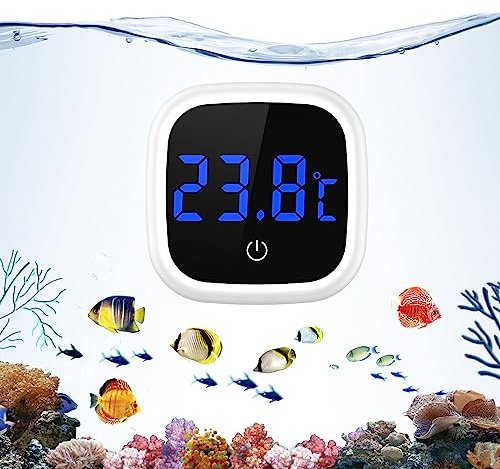 Ankilo Aquarium Thermometer, Aquarienthermometer Digital mit Touch Screen,LED Kabelloses Temperaturmessgerät, Marine Thermometer,Digitales Wasser Thermometer für Süßwasser Meerwasser Reptilien